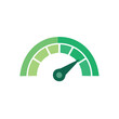 © Ali Hanif Sumbul - Minimal cartoon arrow point credit scale speed High status green speedometer icon performance, pointer rating risk levels, meter, tachometer on isolated background - Vector EPS10