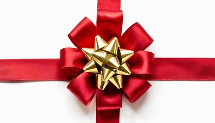 Wall Mural - red ribbon and bow with gold on or white background png