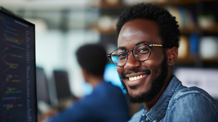 Afro programmer Dedicated to software development