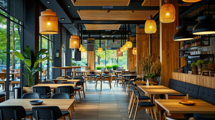 Interior of modern restaurant