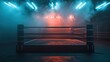 Generative AI, professional boxing ring with spotlights and smokey background, martial arts sport
