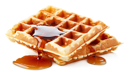 Wall Mural - Waffle with maple syrup isolated on a white background