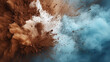 © Gertrud - Exlosion or splash of blue brown and white colored powder background texture, 3d gradient modern design