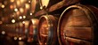 wine barrel rack in the wine cellar Generative AI