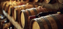Barrel Cellar With Wine Bottles Generative AI