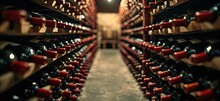 Wine Bottles In The Storage Cellar Generative AI
