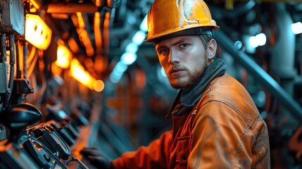 Poster - Engineer working in oil and gas rig. Generative AI.