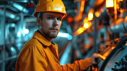 Poster - Engineer working in oil and gas rig. Generative AI.