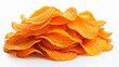 Tasty and crispy potato chips on white background with copy space for branding and messaging