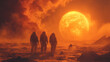 Drei Astronauten auf einem Planeten, Sonne