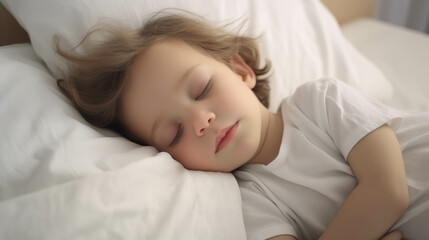 Wall Mural - Caucasian child sleeping in the bedroom.