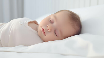 Wall Mural - newborn baby sleeping in bed.