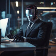 human robot doing the work at the office in a company