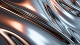 Fototapeta Przestrzenne - Chrome melting holographic liquid metal leather fabric wallpaper background