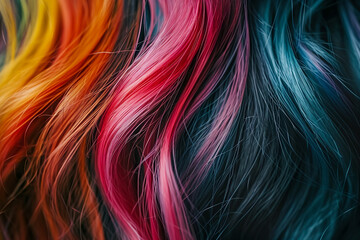 Wall Mural - close-up of a woman hair with a colorful hair dye