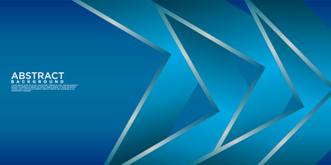 Wall Mural - Geometric blue abstract background with arrow metal lines, overlapping layers on dark space with light effect decoration. Modern graphic design template element for poster, flyer, brochure or banner