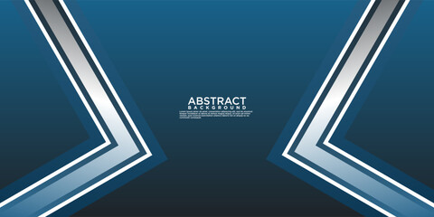 Wall Mural - Geometric blue abstract background with arrow metal lines, overlapping layers on dark space with light effect decoration. Modern graphic design template element for poster, flyer, brochure or banner