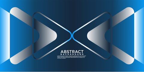 Wall Mural - Geometric blue abstract background with arrow metal lines, overlapping layers on dark space with light effect decoration. Modern graphic design template element for poster, flyer, brochure or banner