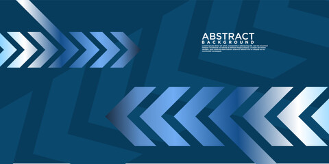 Wall Mural - Geometric blue abstract background with arrow metal lines, overlapping layers on dark space with light effect decoration. Modern graphic design template element for poster, flyer, brochure or banner