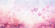 Abstract Pastel pink watercolor background with lots of small hearts all over. Love and happy St Valentines day concept banner