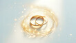Ceremony of Love: Exquisite Golden Wedding Rings Set Against a Sparkling background, Extending the Perfect Invitation to the Wedding Day