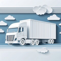 Wall Mural - white cargo truck with a white blank empty trailer Vector Design Illustration for Background created with generative ai	
