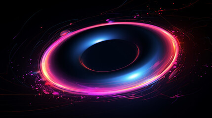 Abstract background of black hole in space luminous swirling. Elegant glowing circle.  Sparking particle. Space tunnel