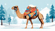 Ein Kamel in verschneiter Winterlandschaft