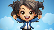 © Digital Dream Vault - realistic cartoon style happy business woman success