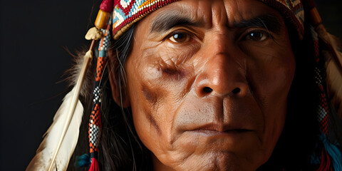 Wall Mural - studio portrait of indigenous native American Indian man