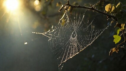 spider web with dew