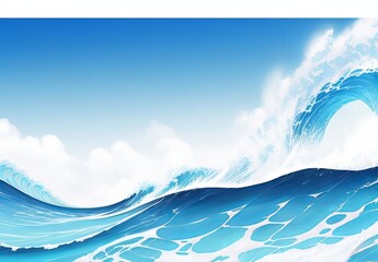 Wall Mural - Blue business wave banner on white background
