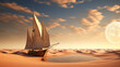 A Fantastical Sailboat Crossing the Desert 