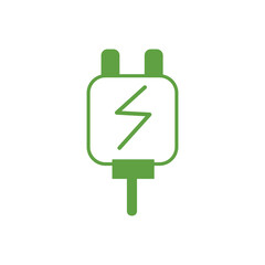 Wall Mural - Green electrical plug on white background