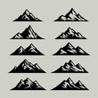 set of mountains with the silhouettes of mountains mountain icons set