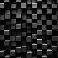 Black cubes. Black abstract geometric background with cubes