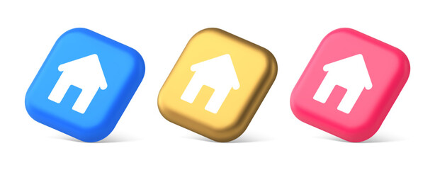 Wall Mural - home page button house web symbol cyberspace application interface 3d realistic isometric icon