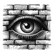 © Satoru Sketches - eye on a brick wall sketch