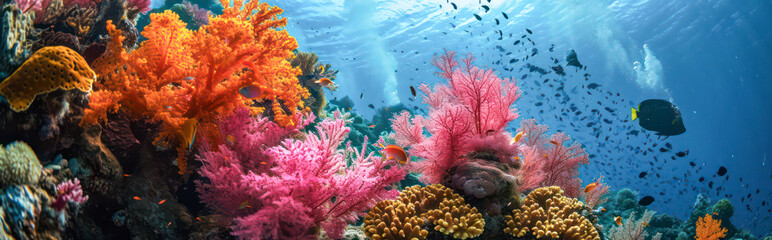 Wall Mural - Colorful coral reef in the sea