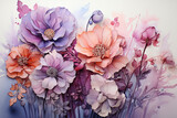 Fototapeta Tulipany - Flowers in the style of atmospheric watercolour.