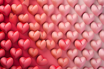 Sticker - Create a pattern of hearts with a gradient of red and pink colors.