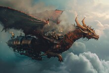 A Mechanical Dragon Flying In The Sky