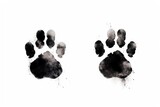 Illustration of black silhouette of a dog paw prints on white background