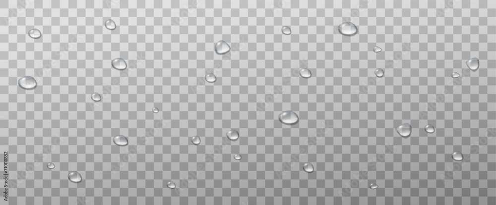 Realistic vector water drops png on a transparent light background ...