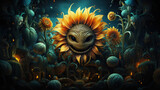 Fototapeta Do akwarium - alien sunflower