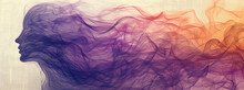 Abstract Smoke Background With A Woman Silhouette In Lavender Color