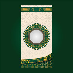 Wall Mural - Islamic arabesque greeting card and social media stories concept