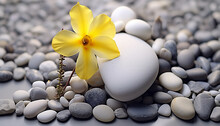 Yellow Pebble Stack, Symbol Of Growth And Freshness Generated By AI