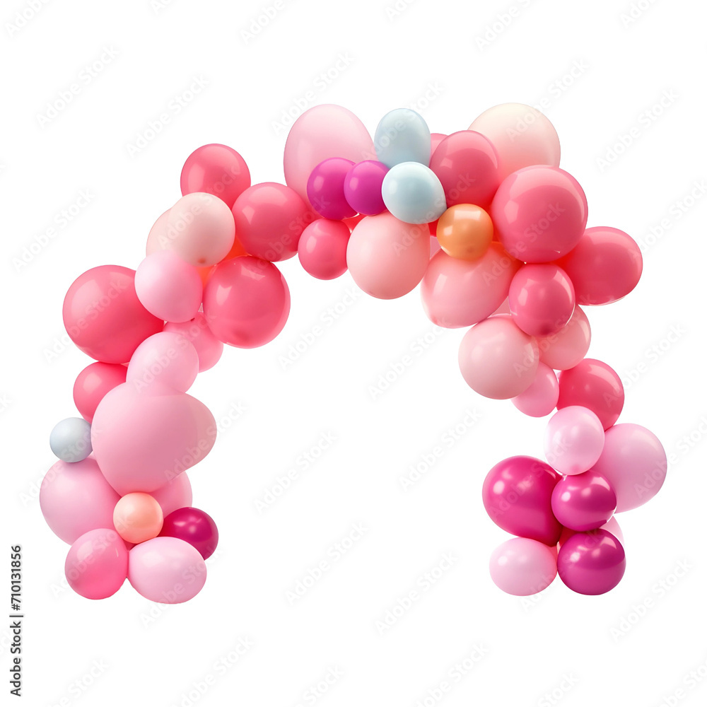 Pink balloons arch isolated on transparent background Stock ...