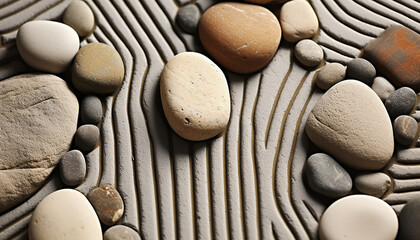 Poster - Smooth pebble stack, harmony in nature balance generated by AI